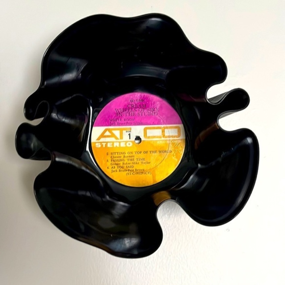 Melted Record Wall Hanging Decor Bowl 🎵 Cream Wheels of Fire in the Studio 🎵